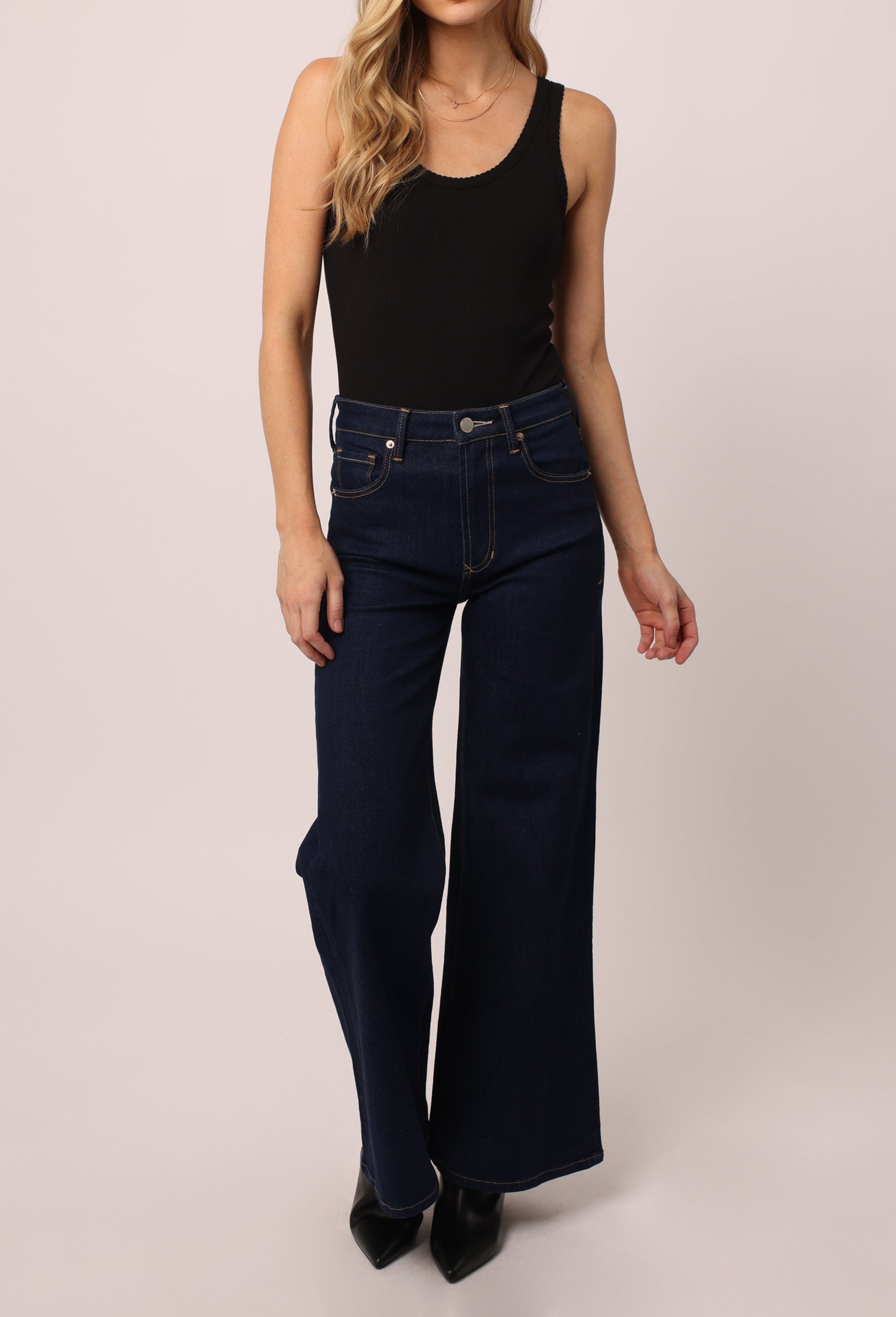 Fiona High Waisted Bell Bottom Flare Jeans - Red
