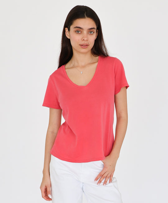 MADELYN SHORT SLEEVE JERSEY TEE VIVA MAGENTA