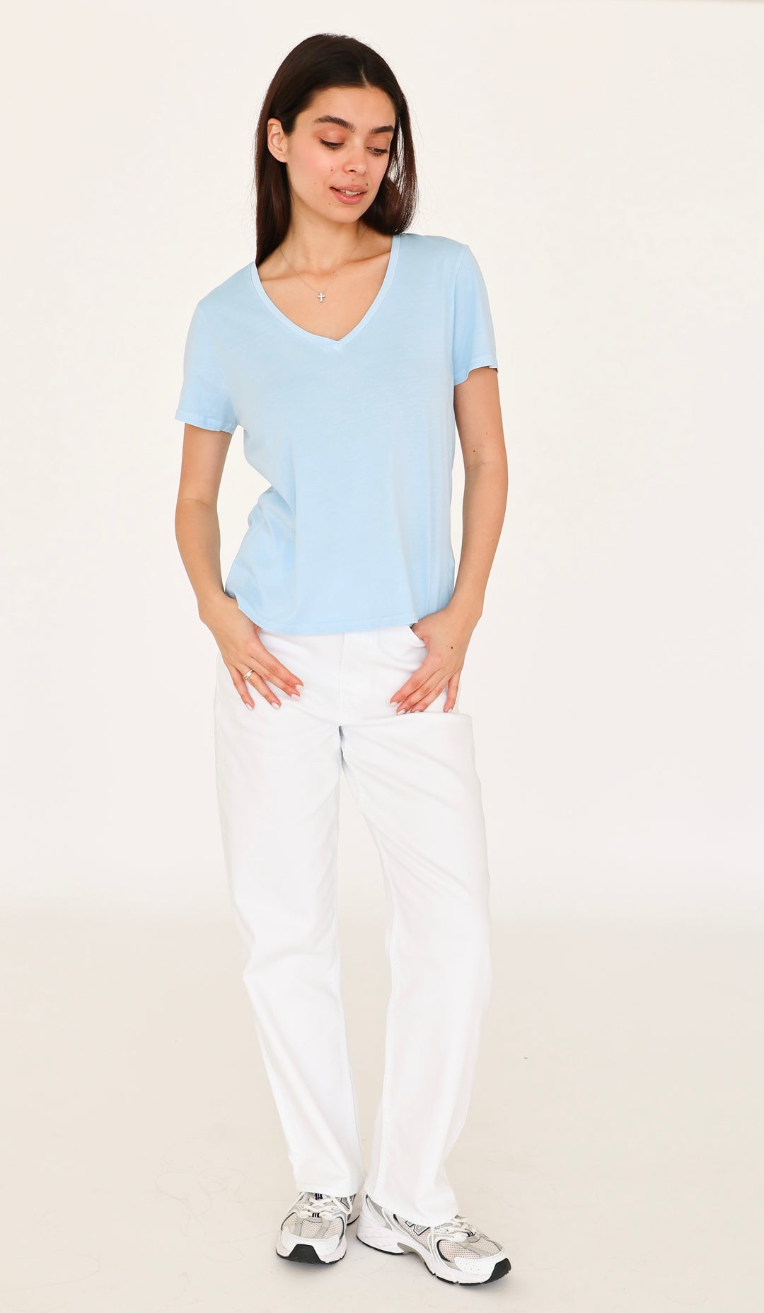 MADELYN SHORT SLEEVE JERSEY TEE GLACIAL BLUE