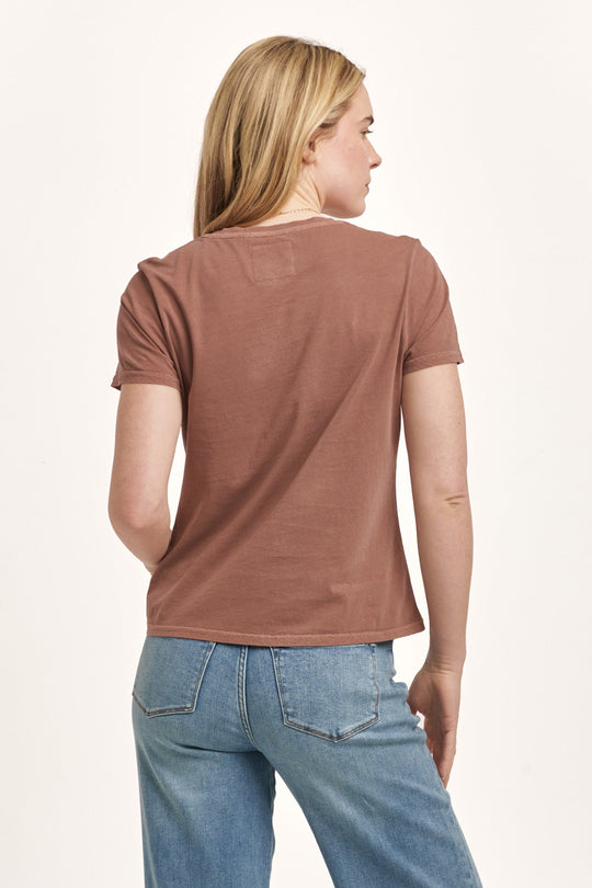 image of a female model wearing a MADELYN SHORT SLEEVE JERSEY TEE NUTSHELL DEAR JOHN DENIM 