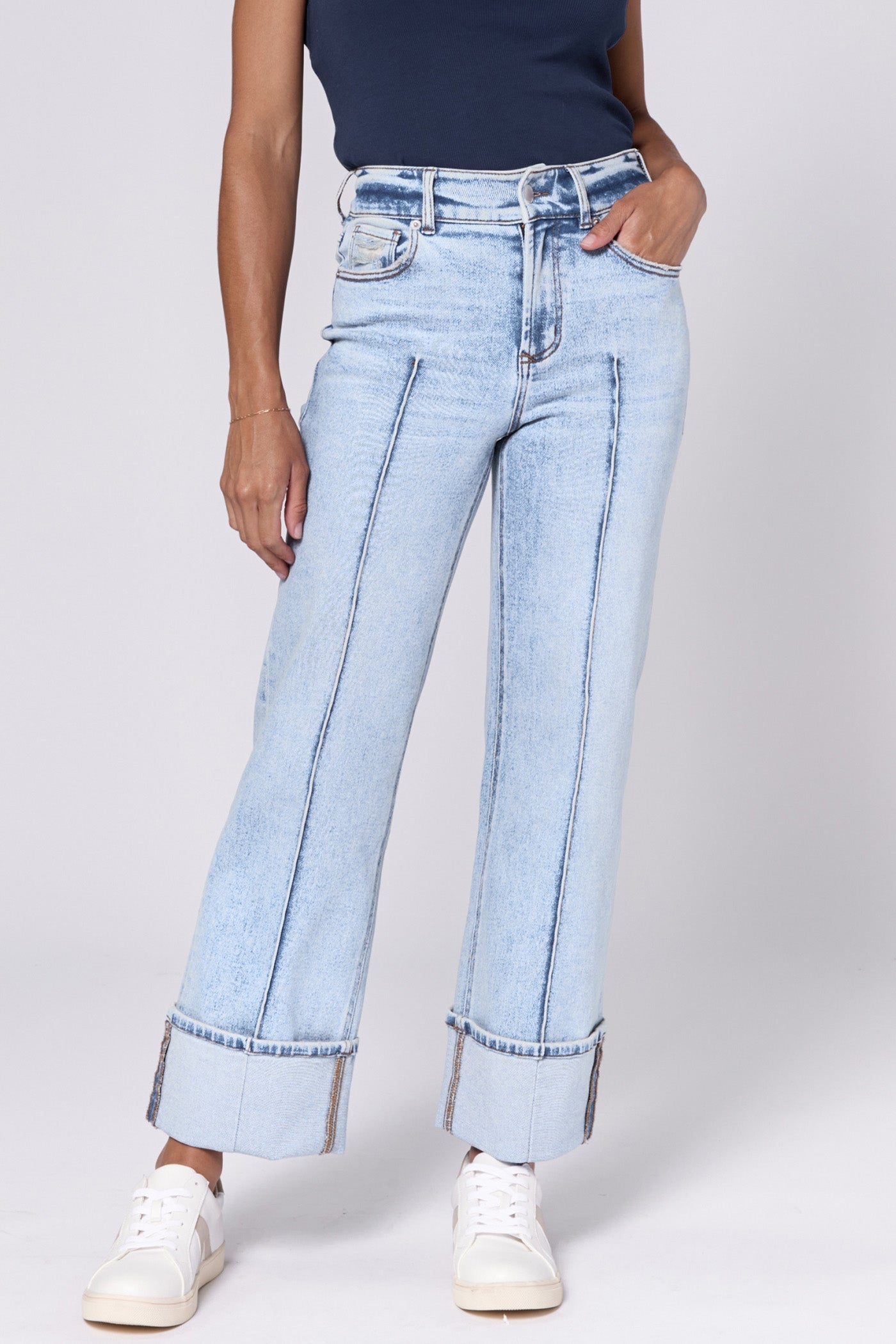 Dear John Denim Playback Mid Rise Slit Hem Slim Straight Jeans