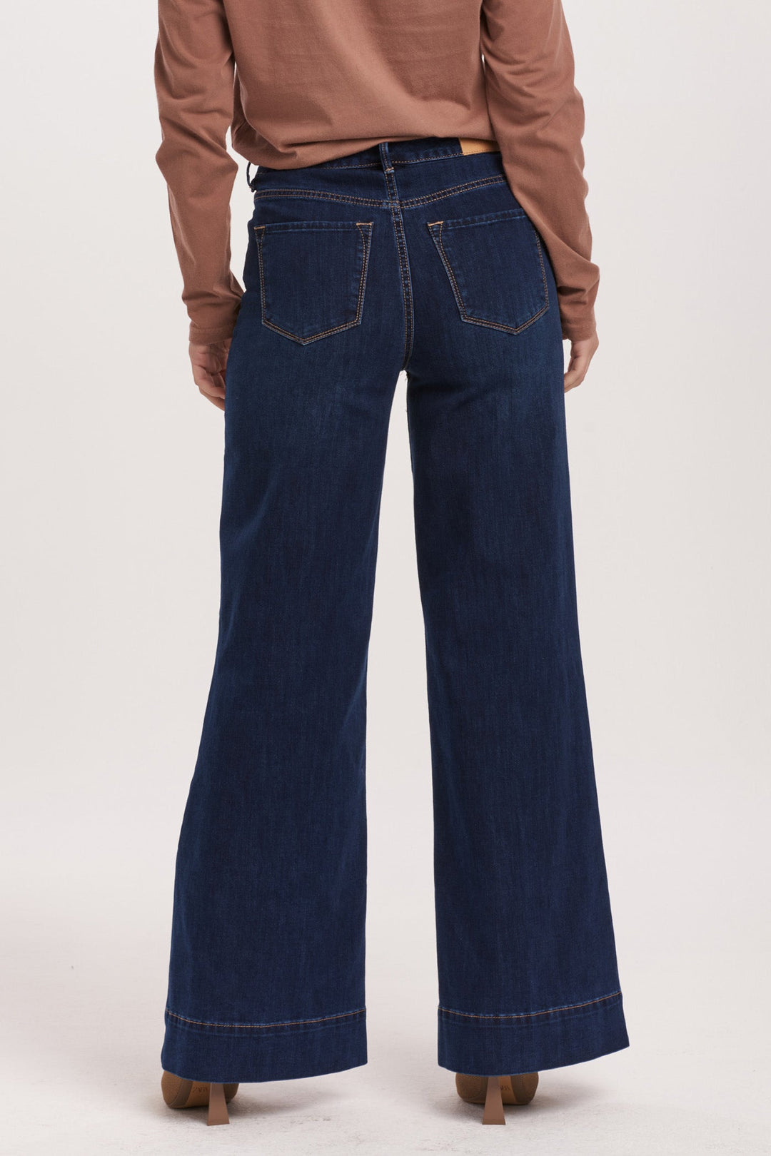 image of a female model wearing a FIONA HIGH RISE WIDE LEG JEANS STAR DEMAND DEAR JOHN DENIM 