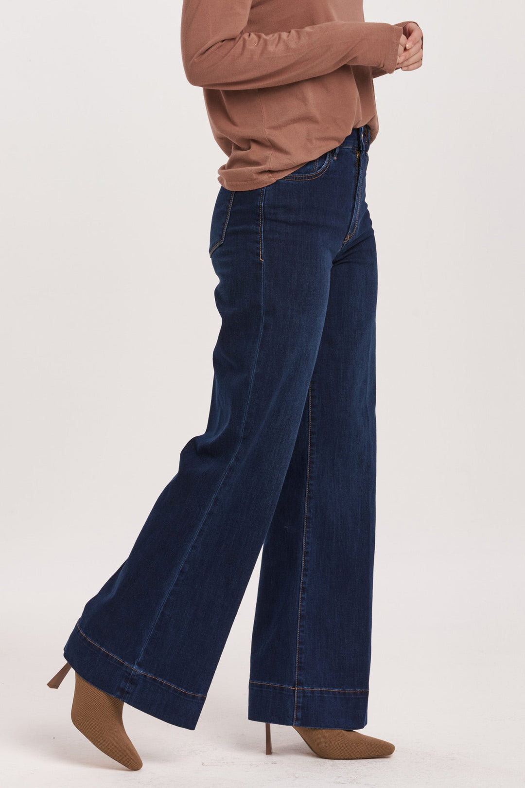 image of a female model wearing a FIONA HIGH RISE WIDE LEG JEANS STAR DEMAND DEAR JOHN DENIM 