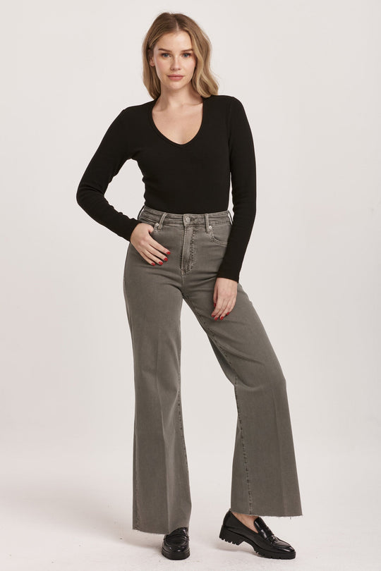 image of a female model wearing a FIONA HIGH RISE WIDE LEG JEANS GRAPHITE DEAR JOHN DENIM 