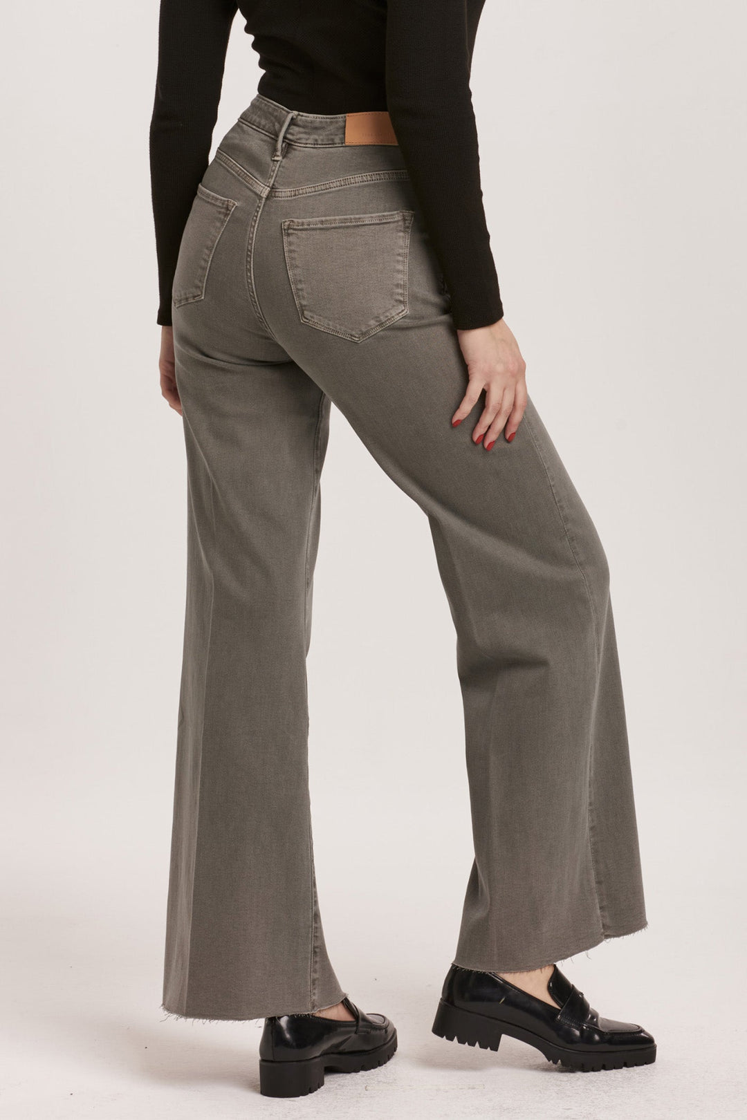 image of a female model wearing a FIONA HIGH RISE WIDE LEG JEANS GRAPHITE DEAR JOHN DENIM 