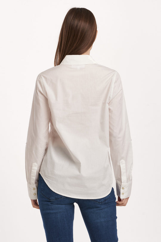 image of a female model wearing a STAR WESTERN SHIRT WHITE DEAR JOHN DENIM 