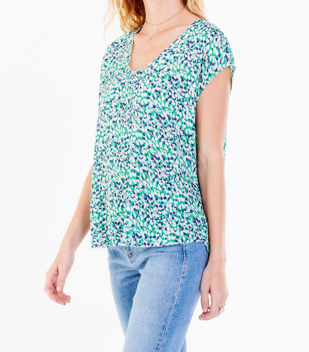 image of a female model wearing a YANIS PRINTED TOP DITSY LEOPARD DEAR JOHN DENIM 