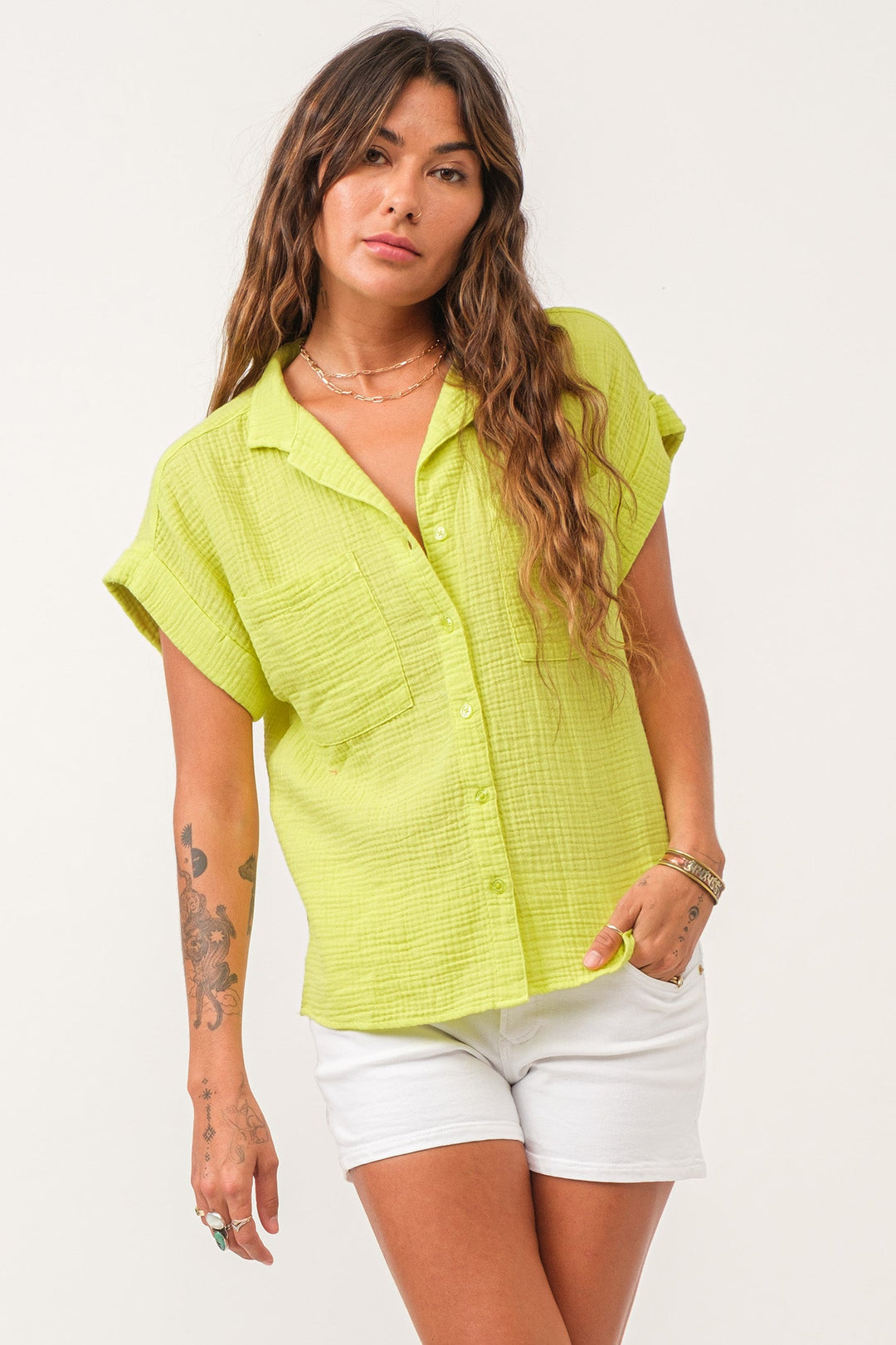 cali-tie-front-shirt-cyber-lime-gauze