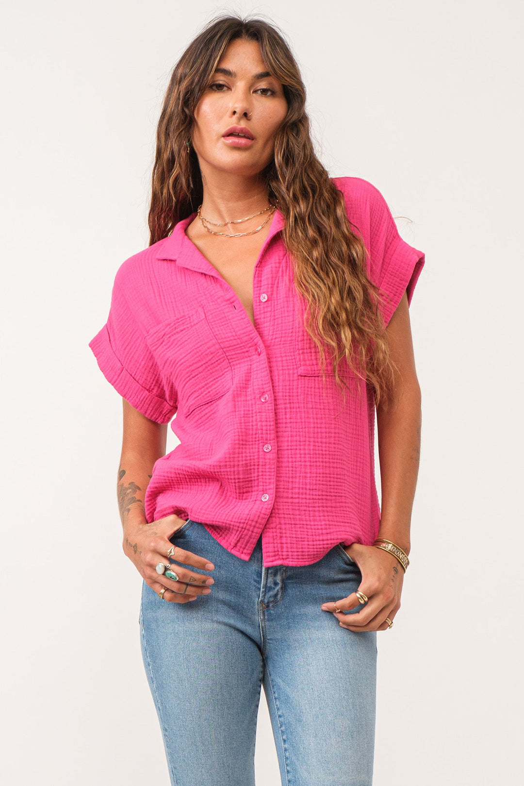 cali-tie-front-shirt-pink-flash-gauze