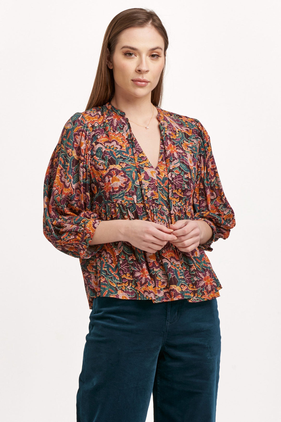 malia-v-neck-short-sleeve-relaxed-fit-blouse-flower-wine