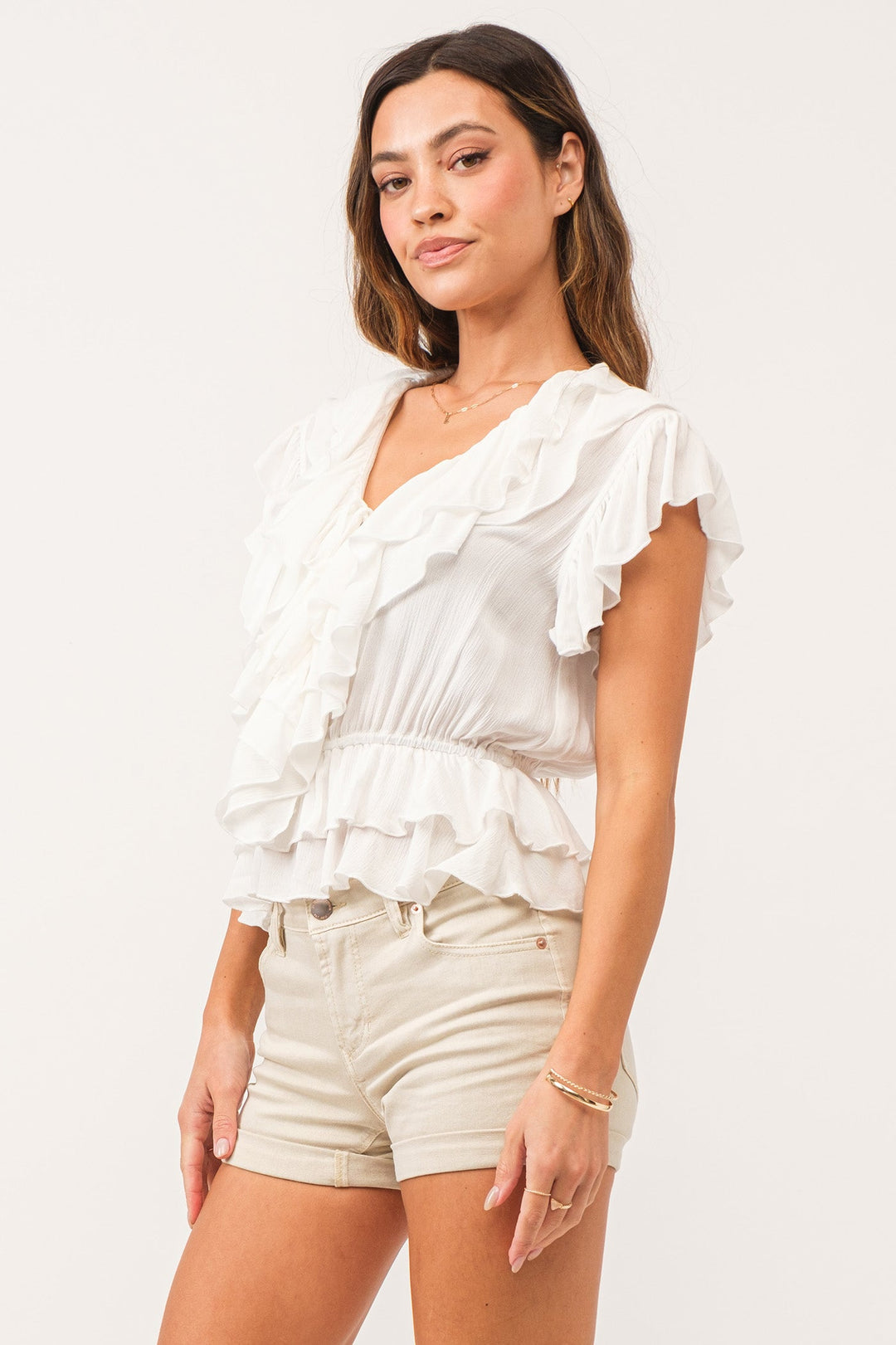 tristen-multi-ruffle-top-white