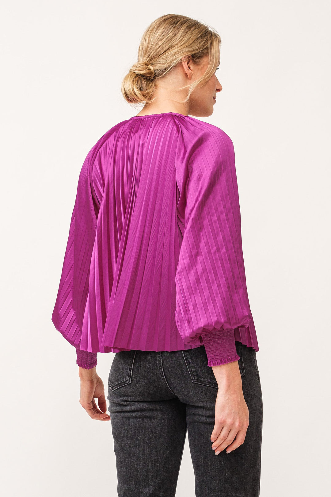 deletta-pleated-satin-ruched-cuff-top-dahila-mauve