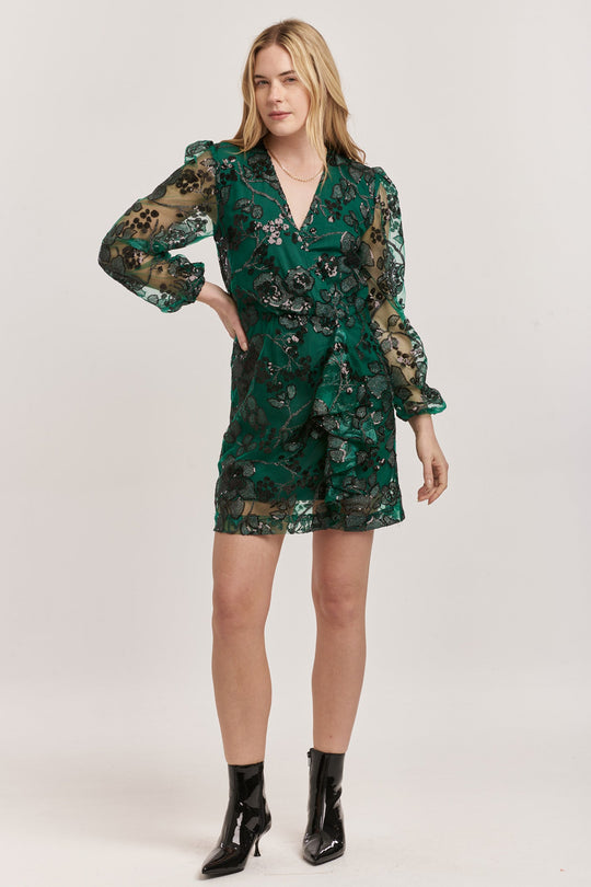 mina-button-down-long-sleeve-dress-emerald-gardenia