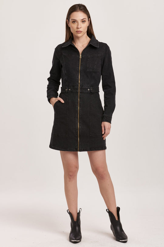 sage-long-sleeve-front-zip-dress-black