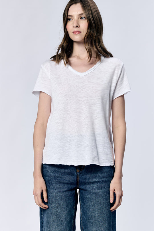 VANYA SHORT SLEEVE SLUB TEE WHITE