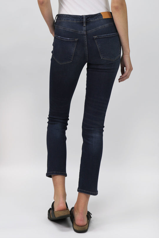 image of a female model wearing a blaire high rise ankle slim straight leg jeans munich JEANS