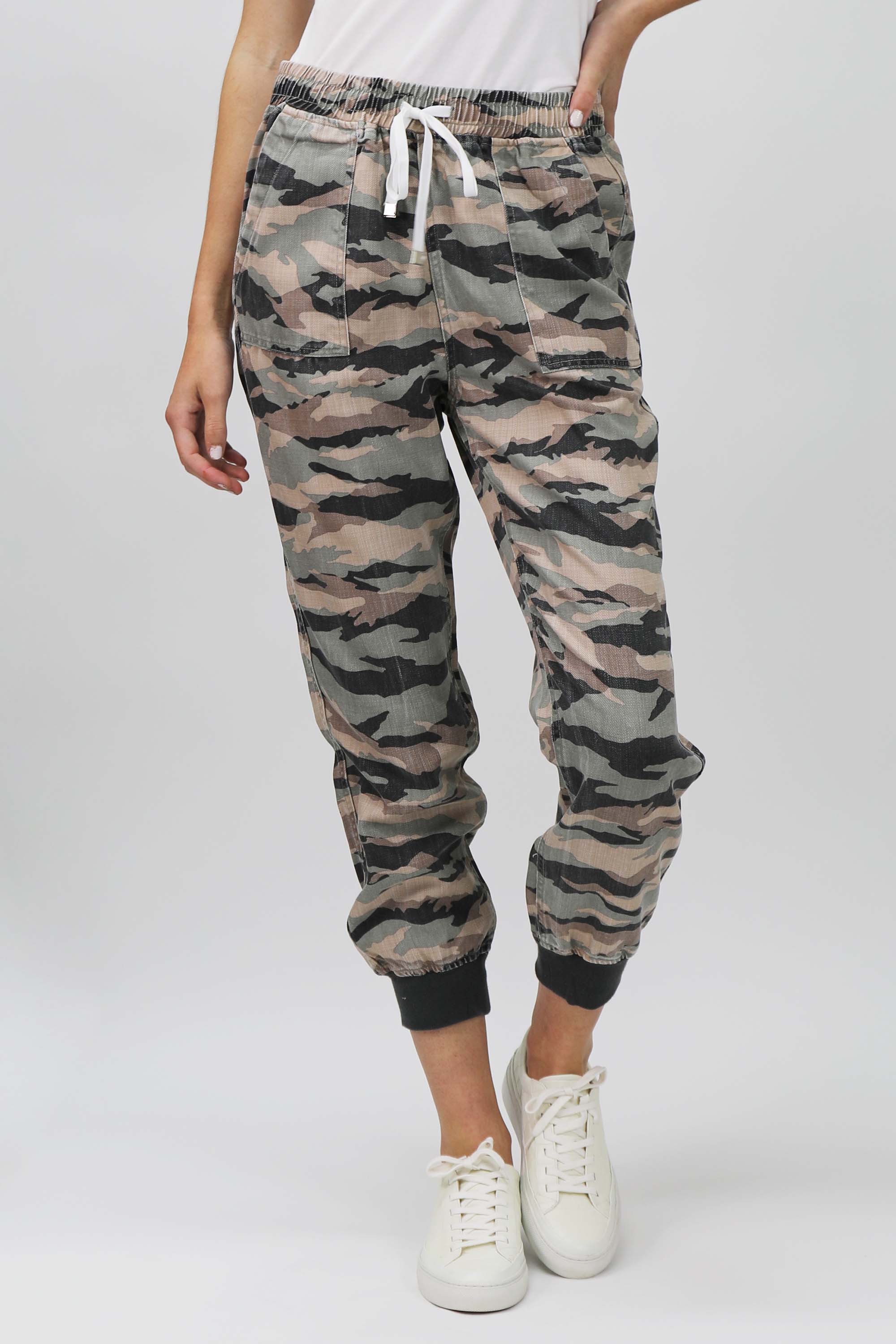 Dear John Denim Jacey Super High Rise Cropped Jogger Pants Sage Camo M Multi Print 100 Tencel