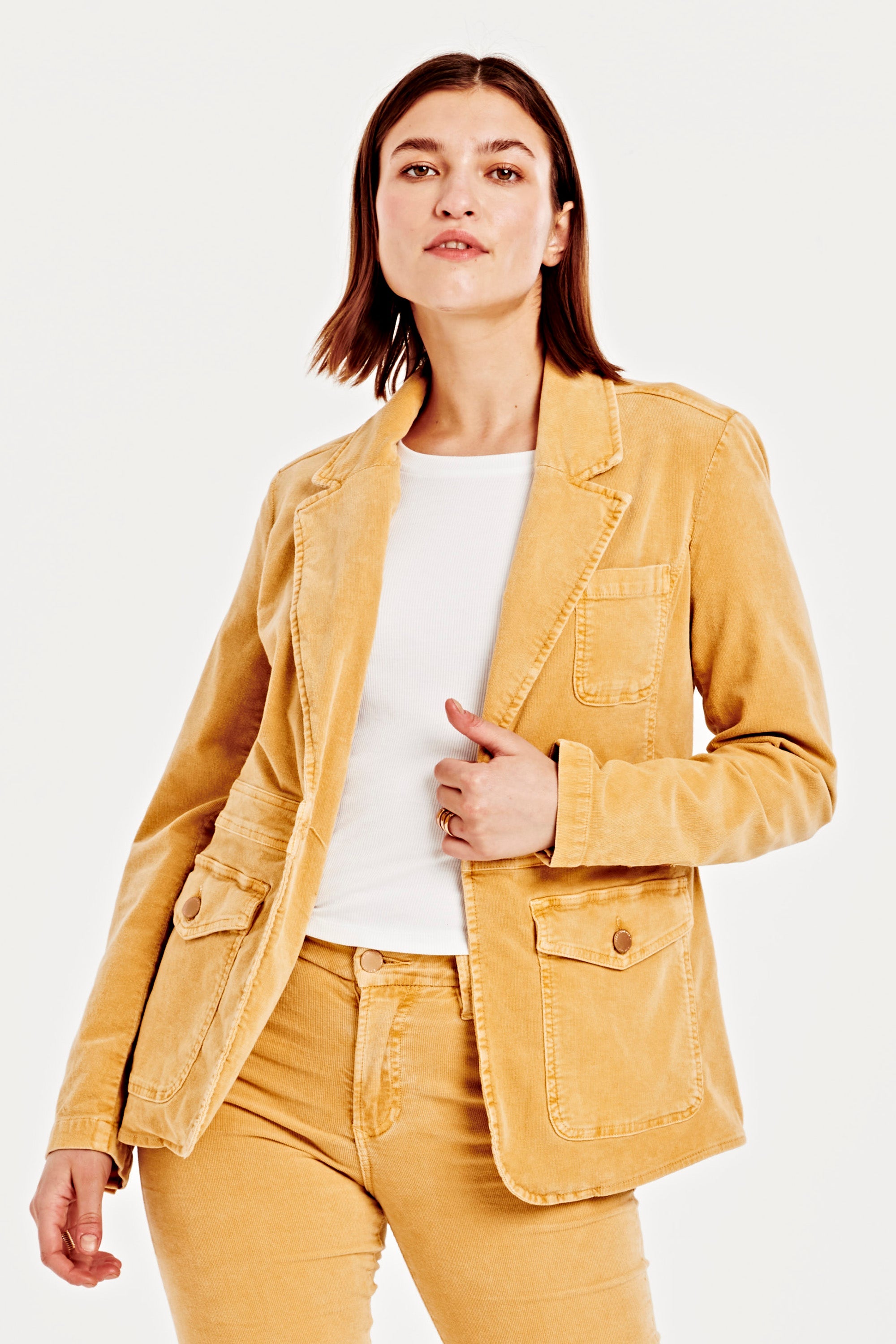 HEATHER COLOR CORDUROY BLAZER SUNSET GOLD