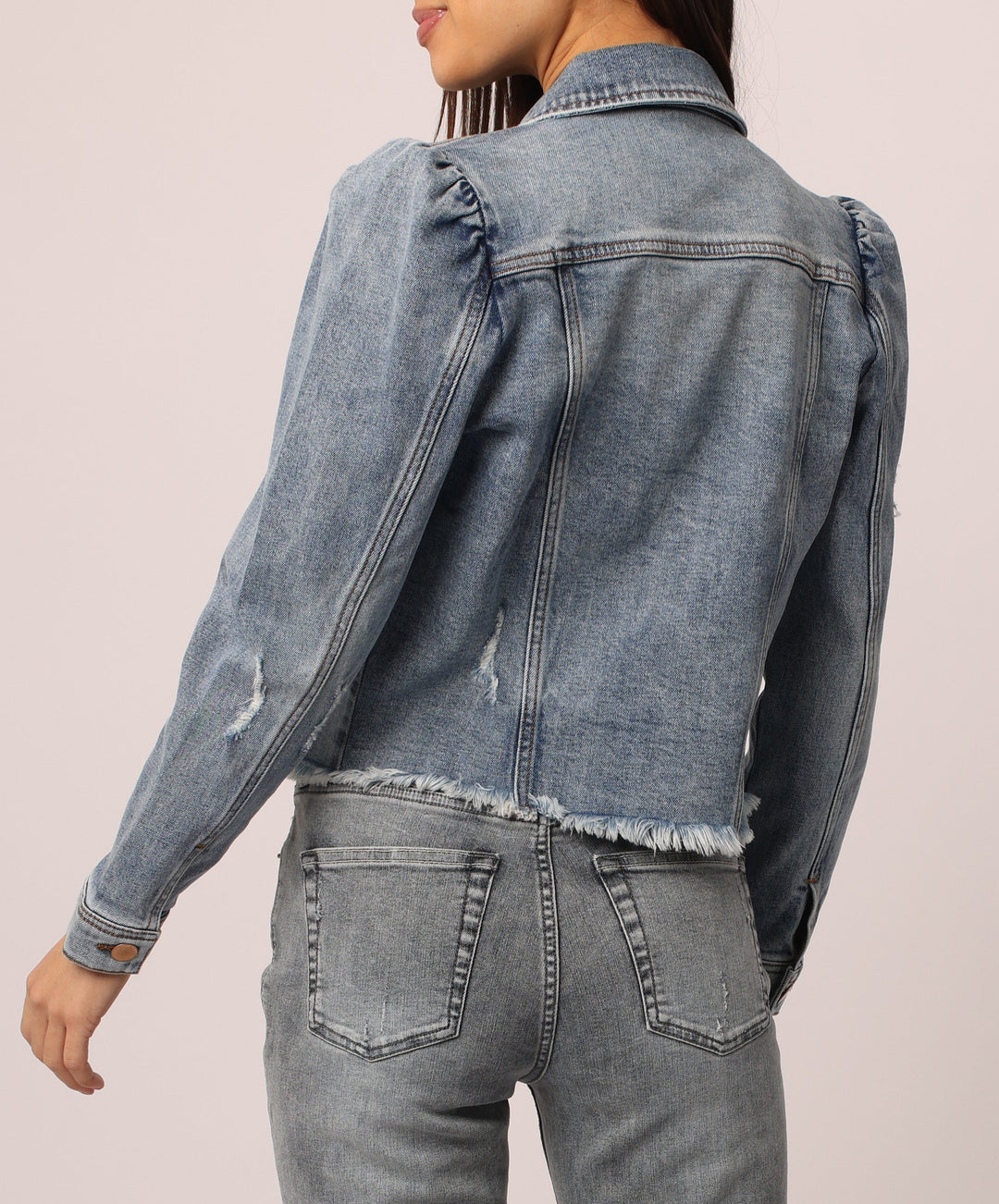 DENIM LEATHER CUT OFF