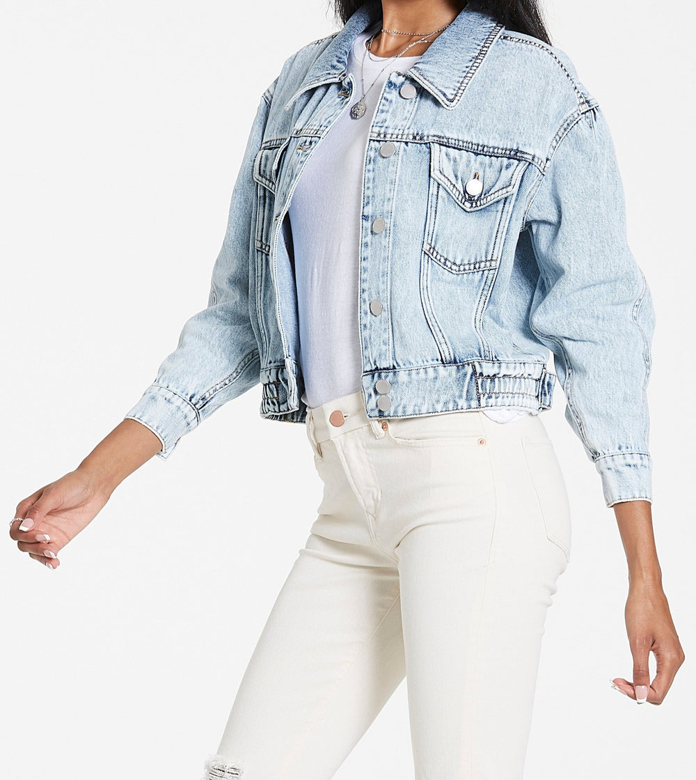 image of a female model wearing a IRENA DENIM JACKET MALI DEAR JOHN DENIM 