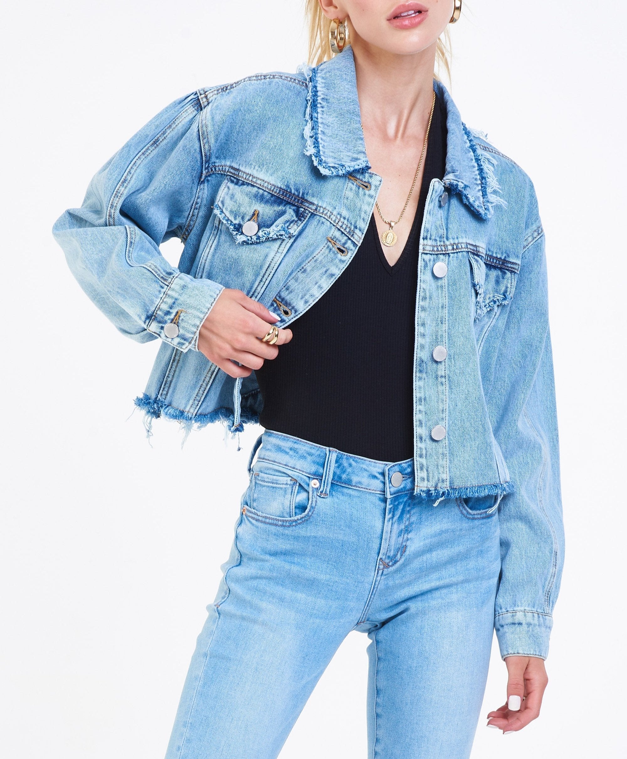 MAXINE DENIM DESTRUCTED JACKET ARGENTA – DEAR JOHN DENIM