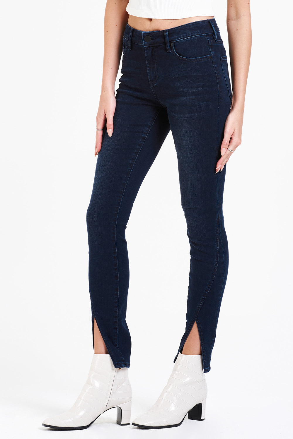 image of a female model wearing a EMBER HIGH RISE SKINNY JEANS CONFESSION JEANS