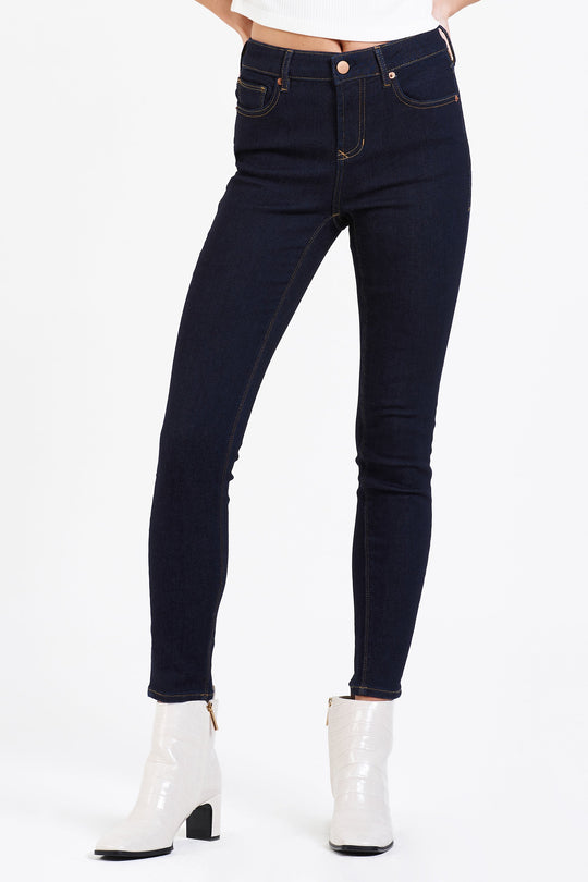 image of a female model wearing a GISELE HIGH RISE SKINNY JEANS BREAKWATER DEAR JOHN DENIM 