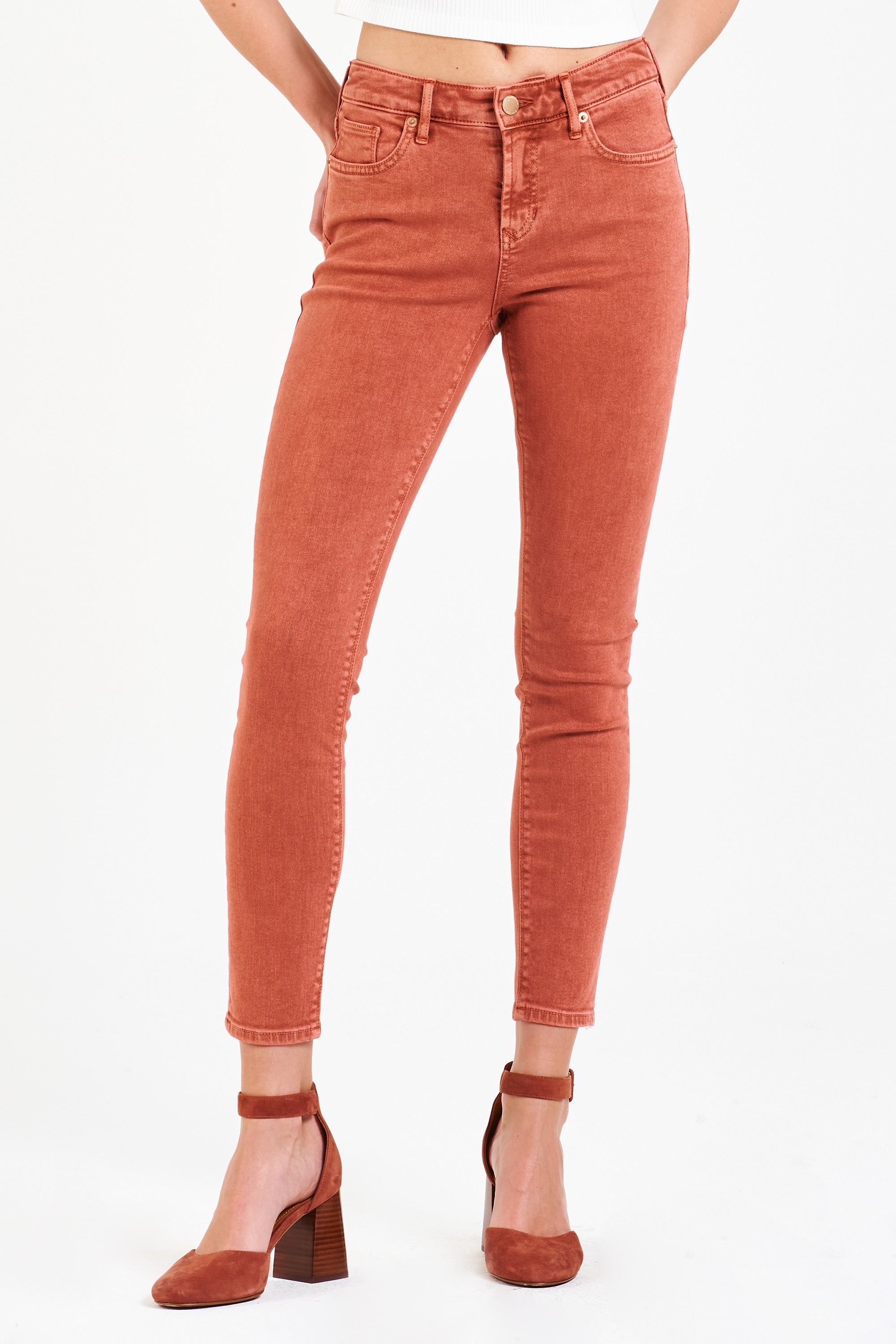 Orange skinny trousers best sale