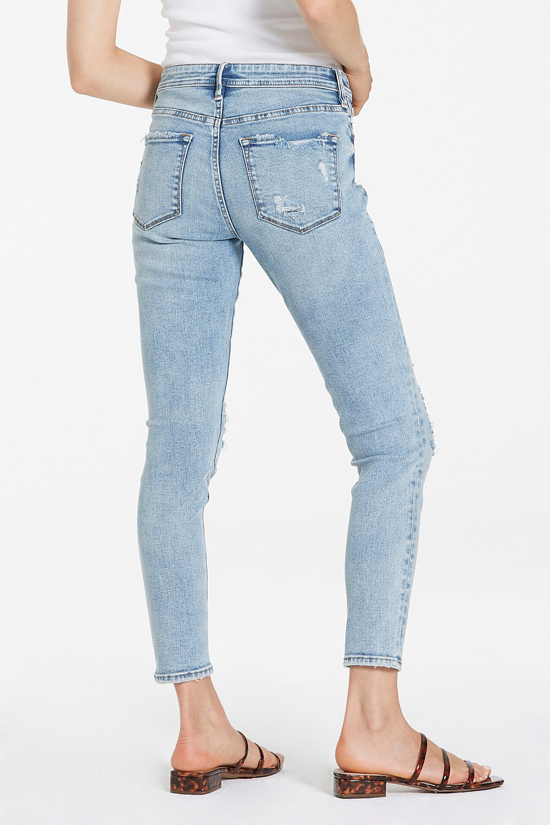 image of a female model wearing a GISELE HIGH RISE ANKLE SKINNY ATLANTIC COAST JEANS JEANS