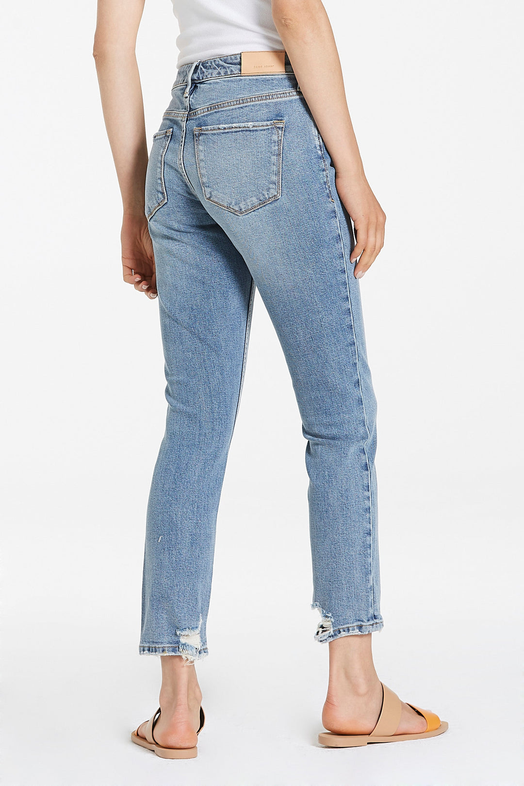 image of a female model wearing a AIDEN HIGH RISE GIRLFRIEND JEANS ROCK SPRINGS JEANS