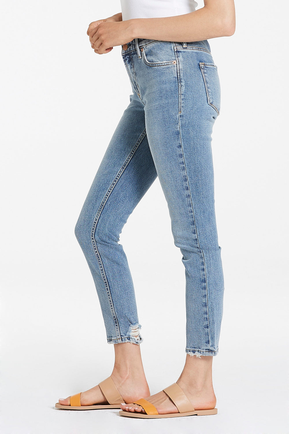 image of a female model wearing a AIDEN HIGH RISE GIRLFRIEND JEANS ROCK SPRINGS JEANS