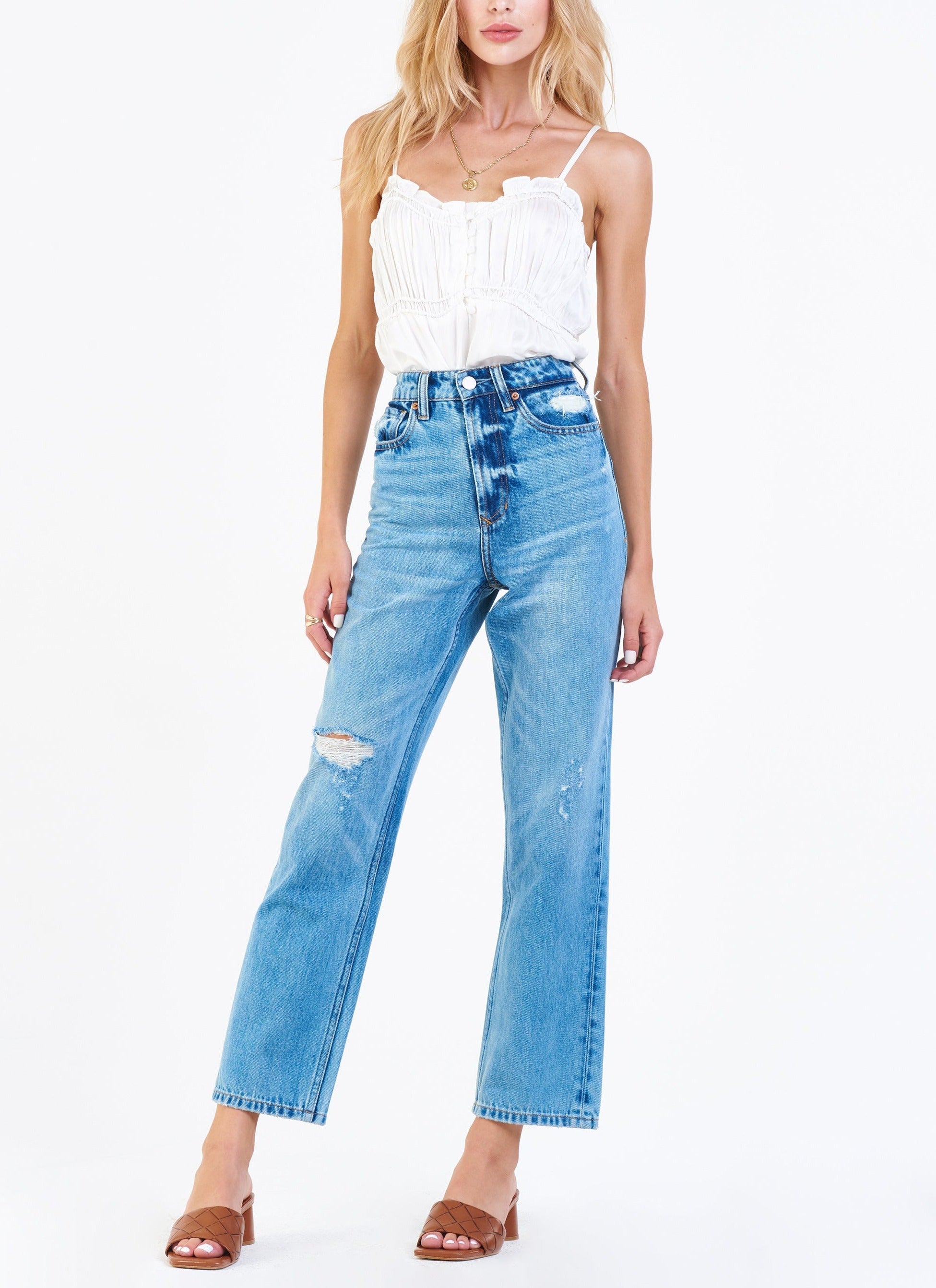 90S SUPER HIGH RISE ANKLE STRAIGHT LEG JEANS MAJESTIC