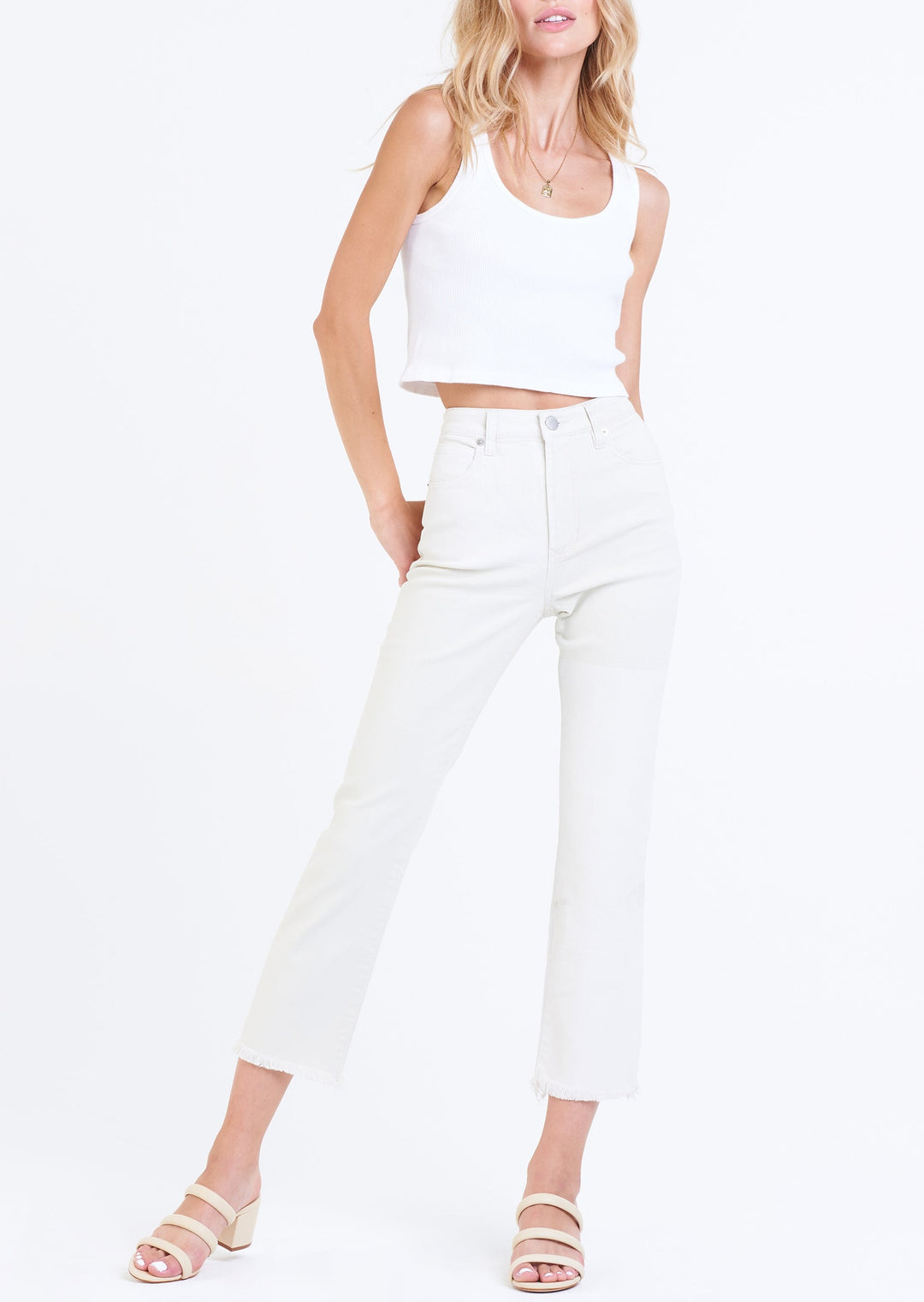 FRANKIE SUPER HIGH RISE CROPPED STRAIGHT JEANS PRISTINE