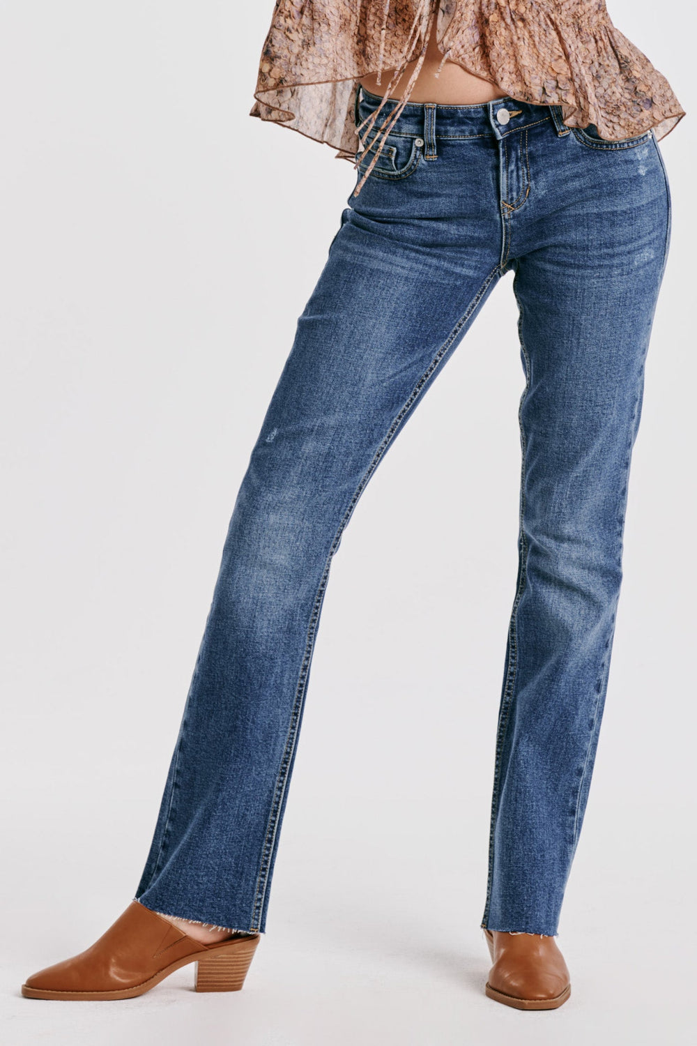 image of a female model wearing a BLAIRE HIGH RISE SLIM STRAIGHT JEANS LILLIE DEAR JOHN DENIM 