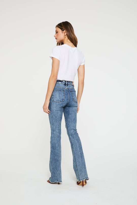 image of a female model wearing a JAXTYN HIGH RISE BOOTCUT JEANS NORWOOD JEANS