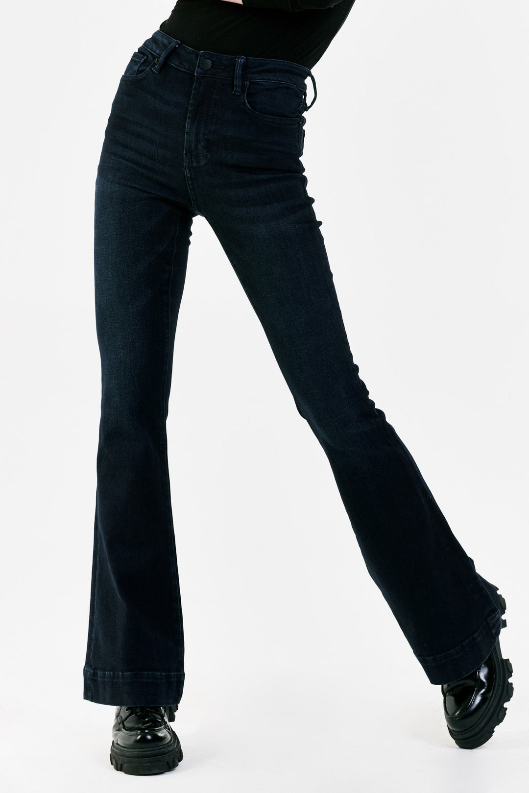 image of a female model wearing a LANEY HIGH RISE FLARE JEANS HUMBOLDT DEAR JOHN DENIM 