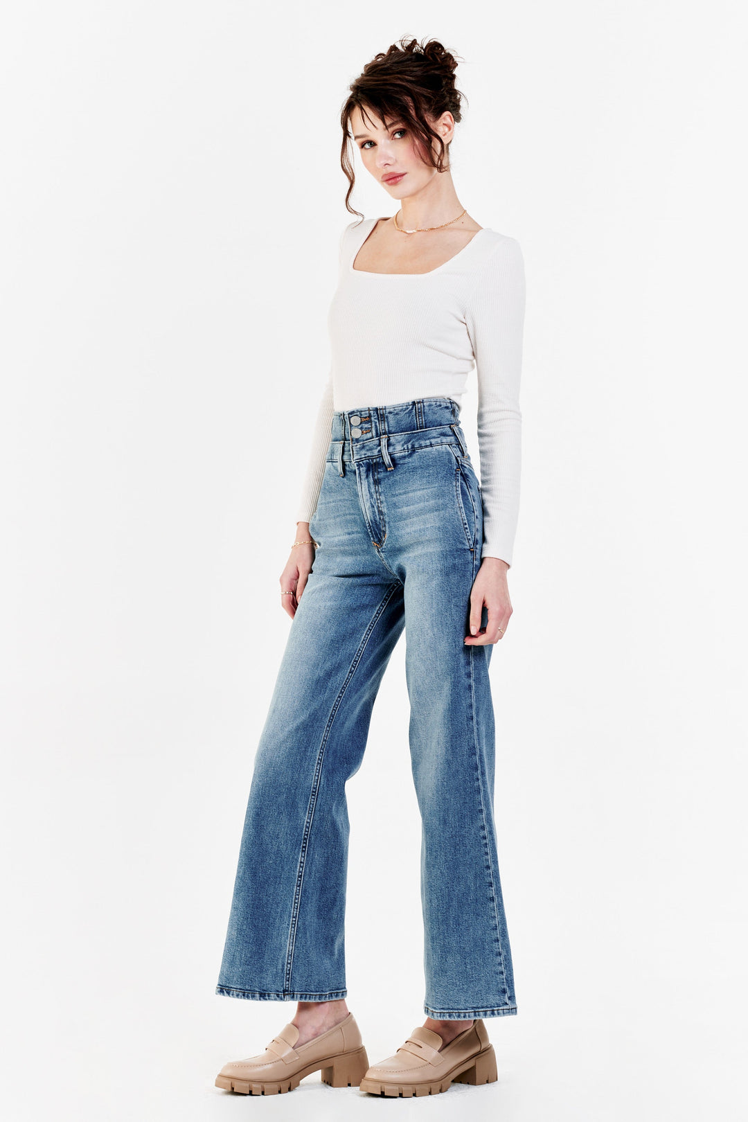  Other Stories Wide Leg Patch Pocket Jeans in Blue