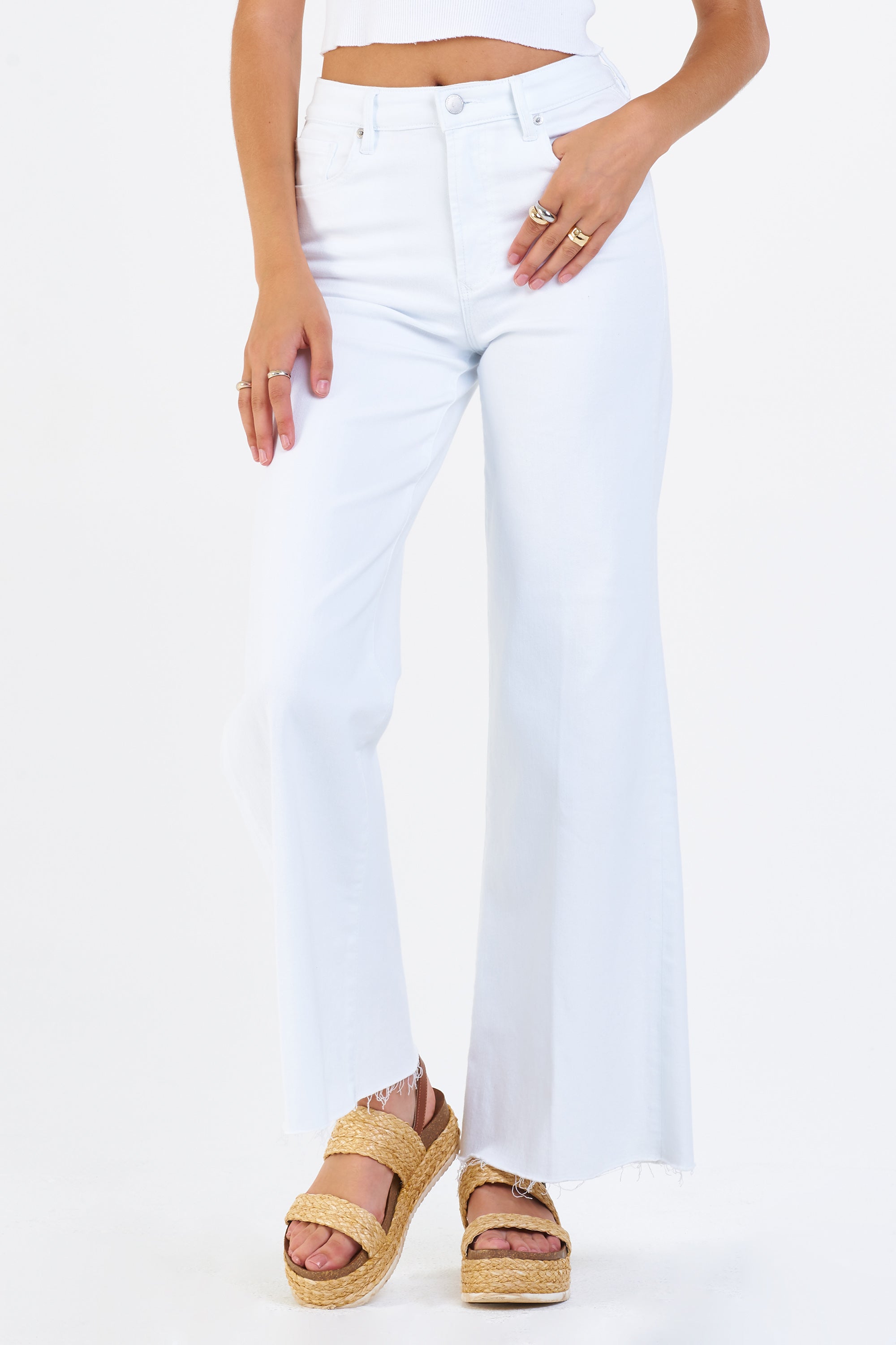 Super high waisted white on sale pants