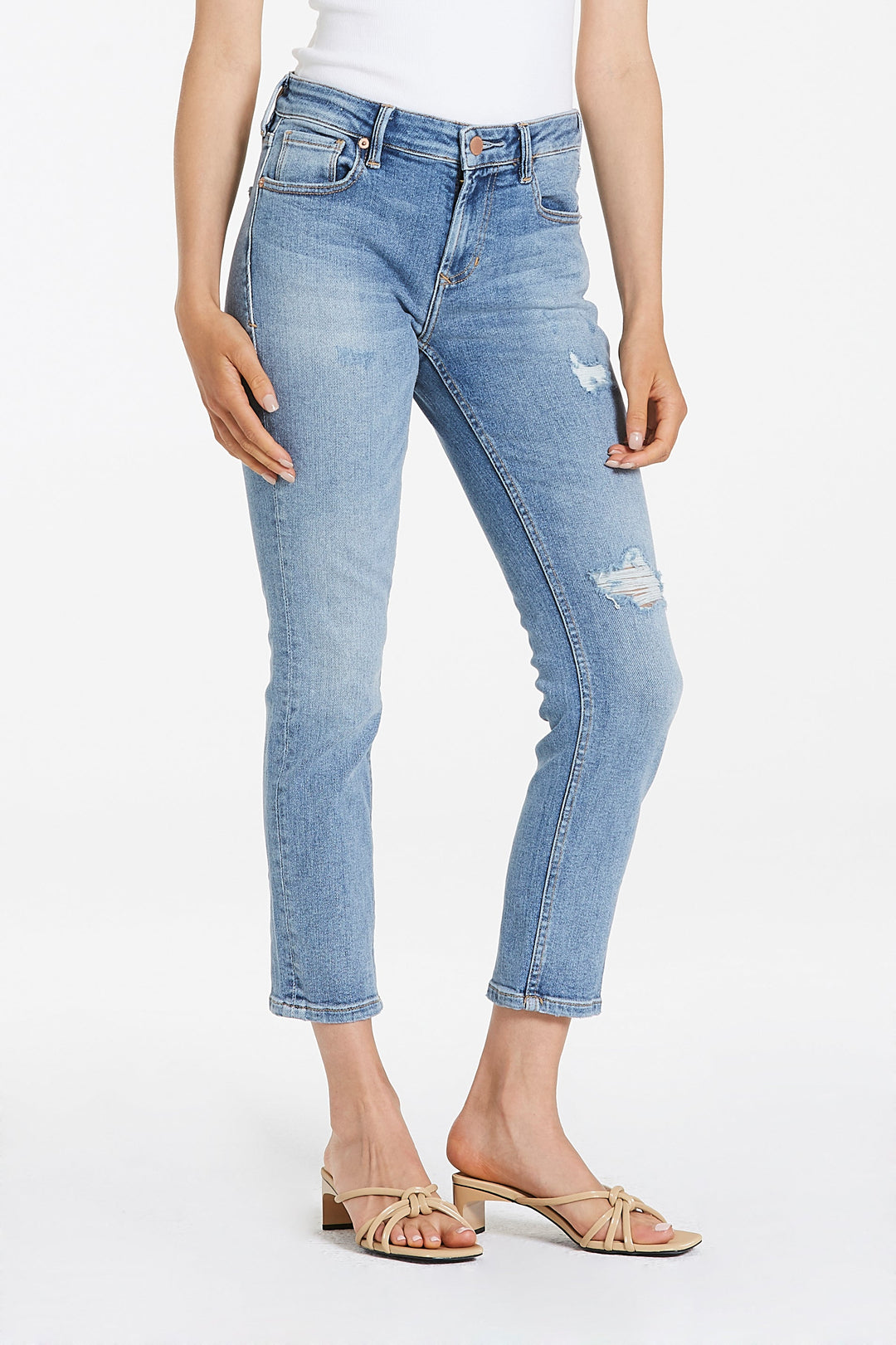 image of a female model wearing a AIDEN HIGH RISE GIRLFRIEND JEANS NASHVILLE JEANS