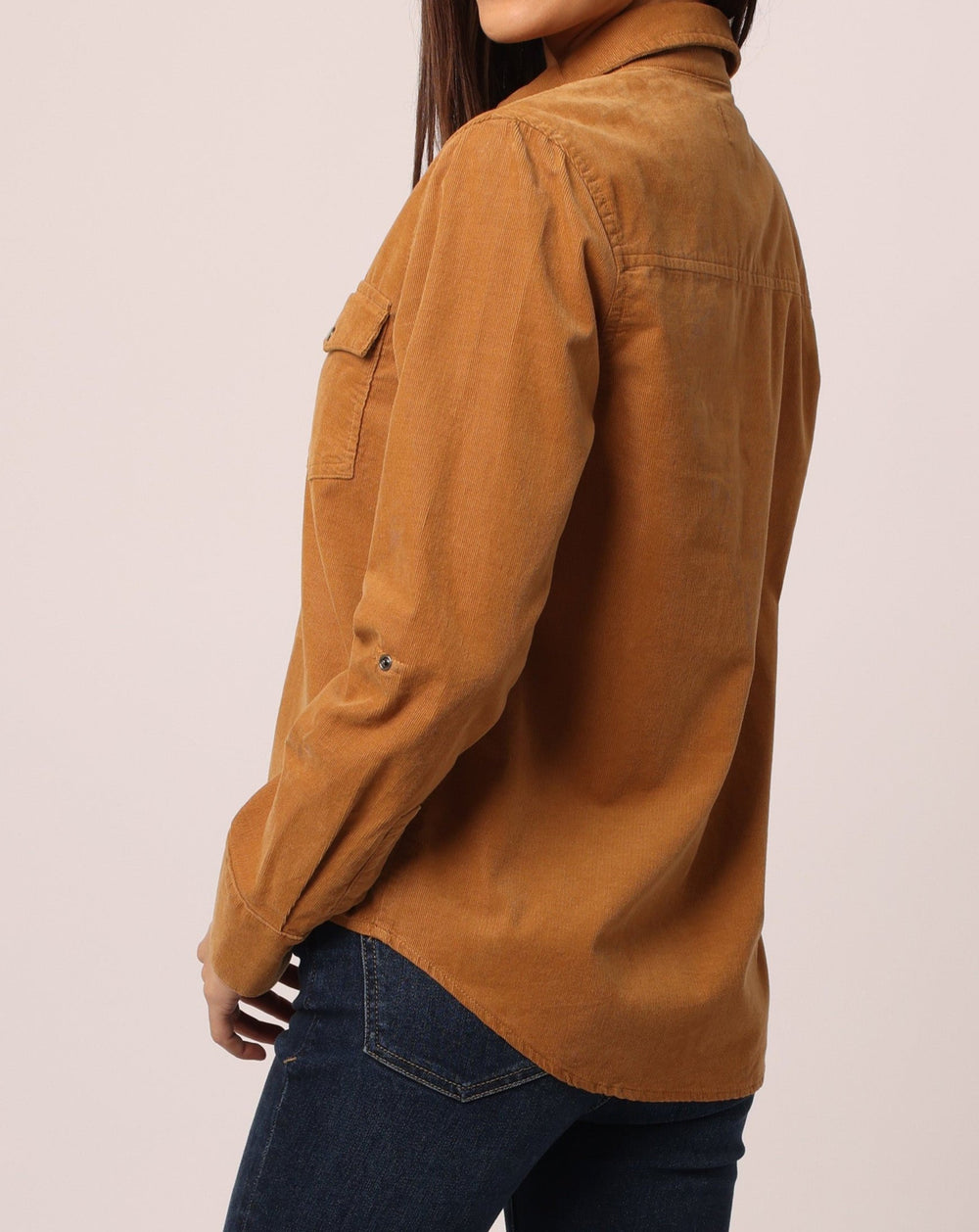 image of a female model wearing a STAR WESTERN SHIRT DARK TAN DEAR JOHN DENIM 