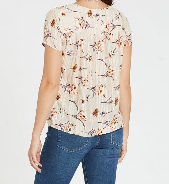 image of a female model wearing a ALMA TOP IN PEACH BLOSSOM TOPS
