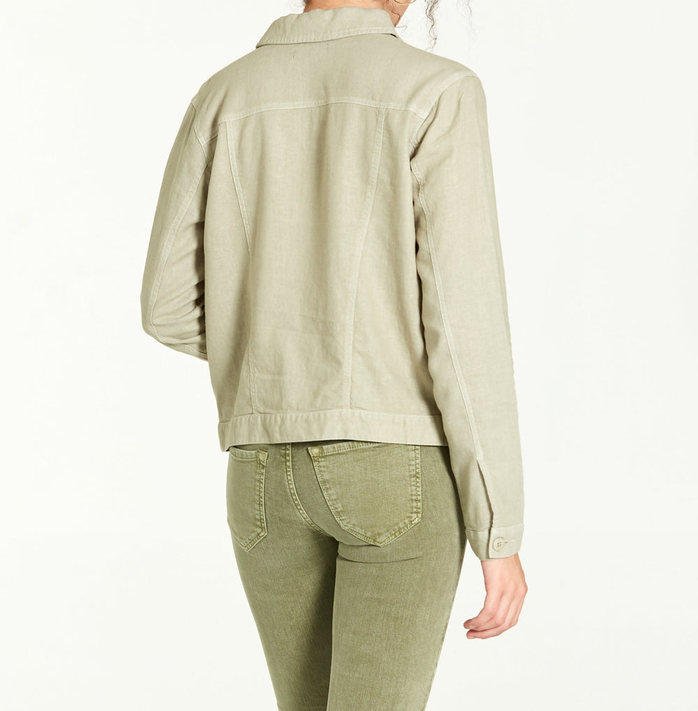 image of a female model wearing a ROMAN OLIVE TOP JACKETS