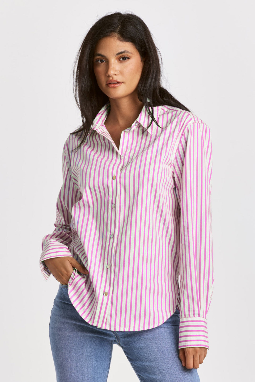 GAIA-button-down-shirt-pink-cocktail