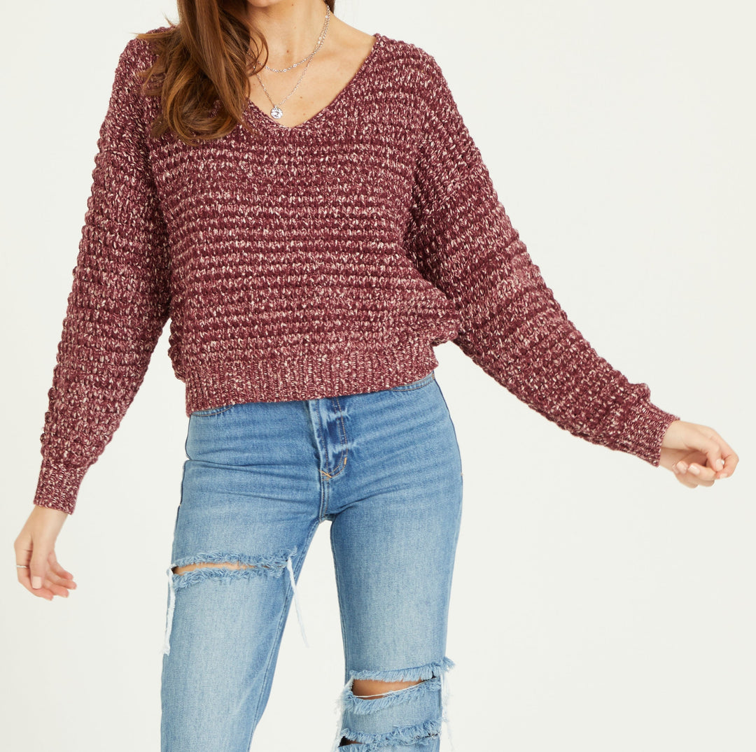 image of a female model wearing a LEXIE ROSEWOOD SWEATER SWEATERS