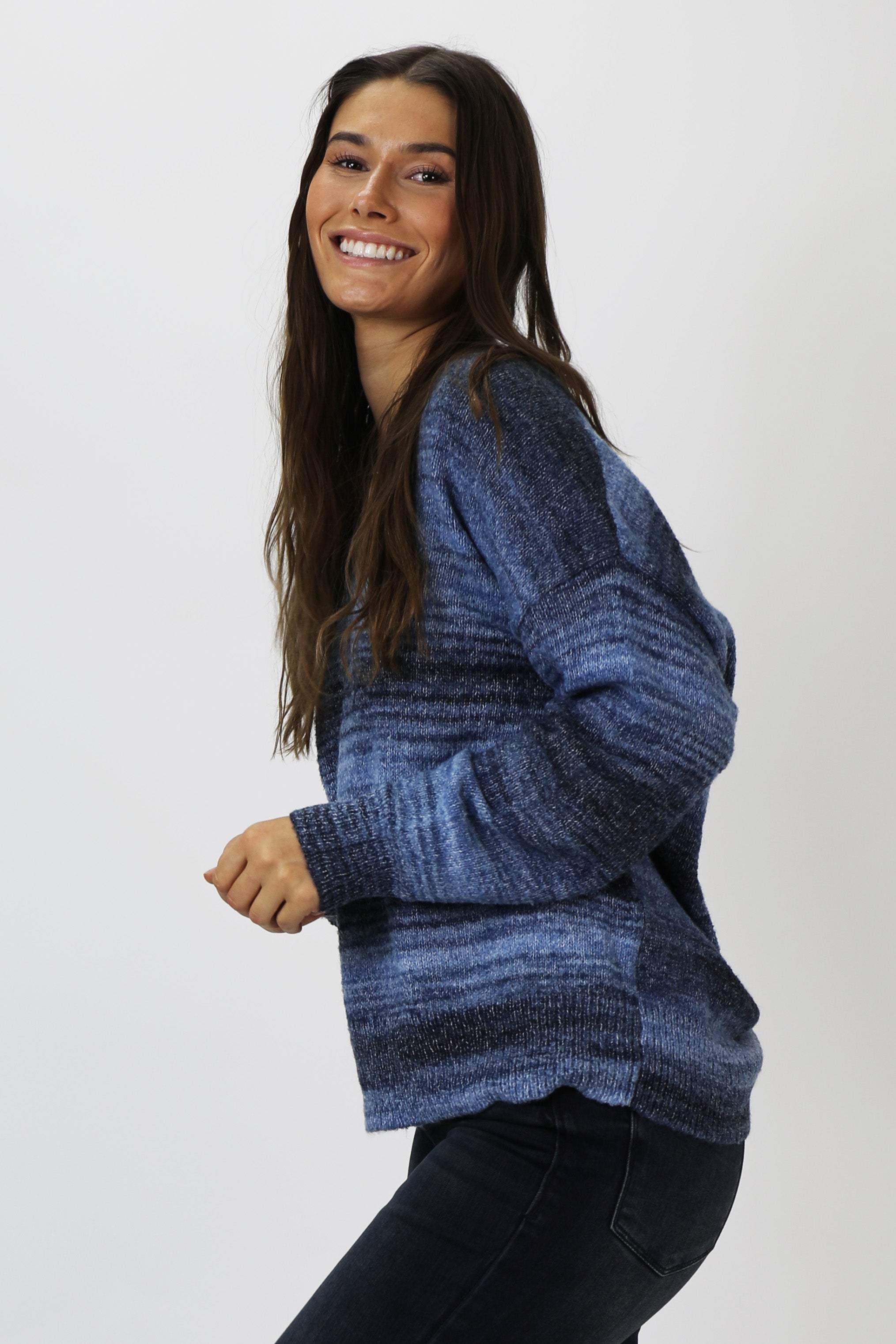 CASSIDY MULTI STRIPE SWEATER SODALITE BLUE