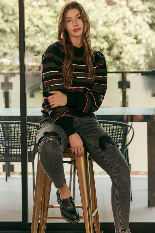image of a female model wearing a JASMINE LONG SLEEVE SWEATER NAPOLEAN SWEATERS