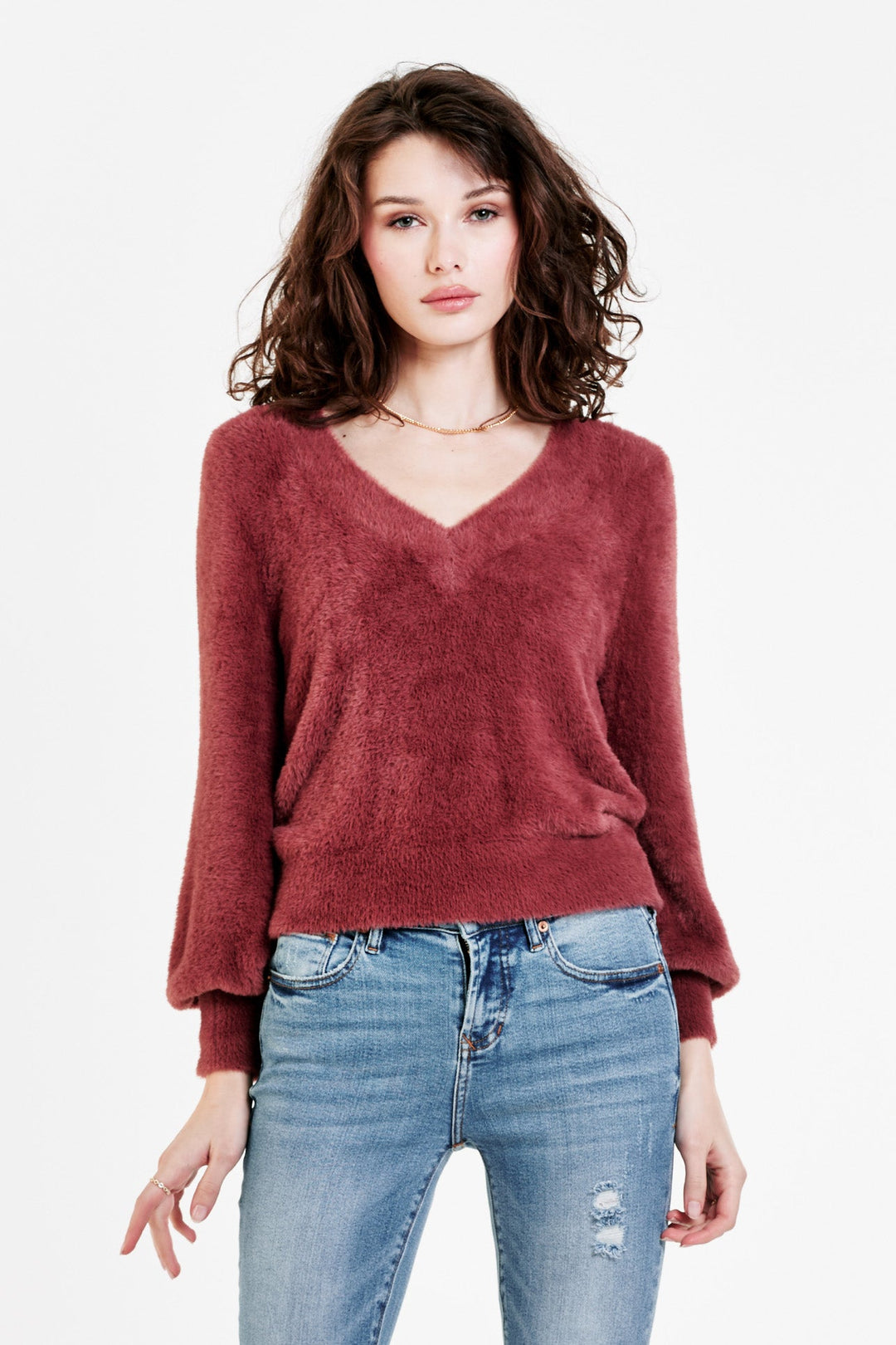 image of a female model wearing a  SWEATERS