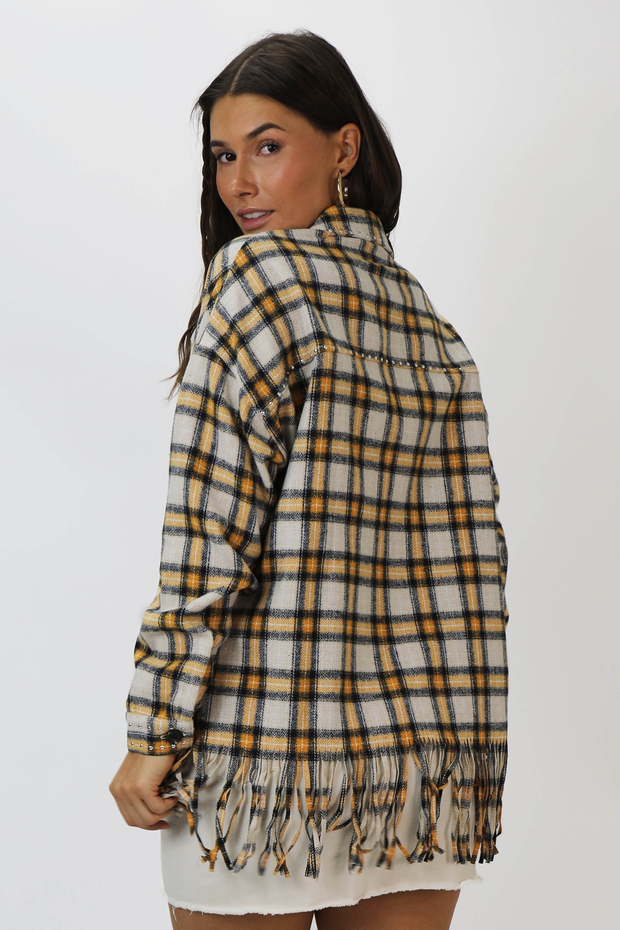 Yellow plaid jacket on sale womens