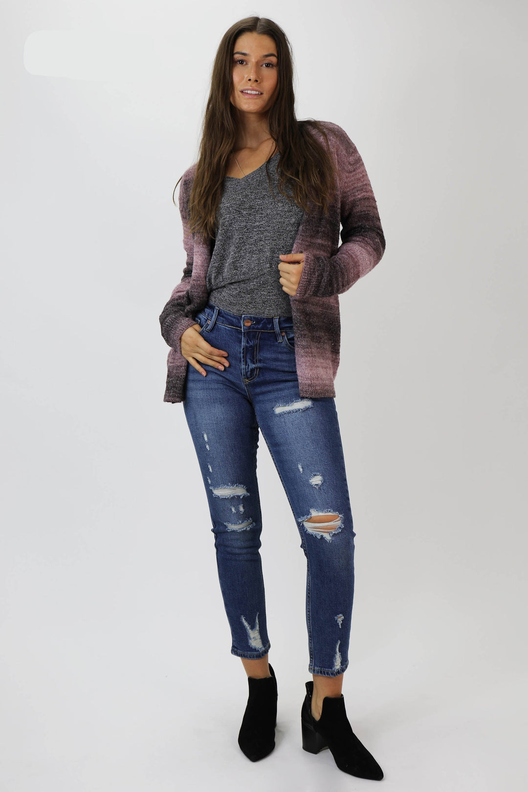 image of a female model wearing a AIDEN HIGH RISE GIRLFRIEND JEANS SACRAMENTO JEANS