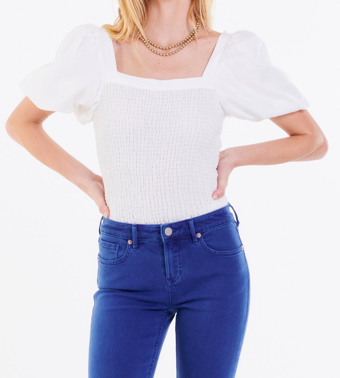 PEIGHTON PUFF SLEEVE TOP WHITE